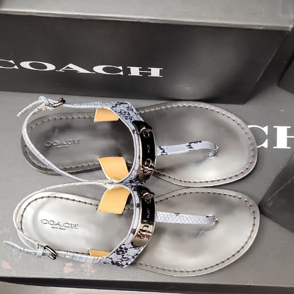 Coach Gracie SWAGGER Blue Snake Skin Sandals No. Q8140 - Picture 10 of 13